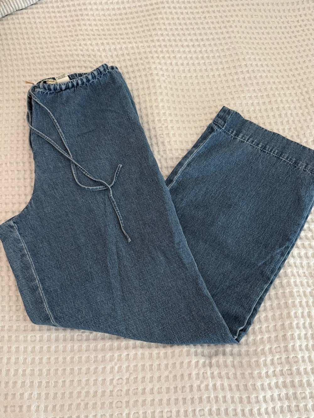 Eddie Bauer Drawstring Waist Blue Jeans 8 tall